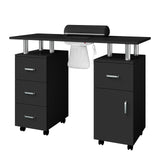 Garvee Modern Black Nail Desk with Electric particles Collector – Portable Manicure Table for Nail Techs, Storage Drawers, Lockable Wheels & Beauty Station Organizer, Perfect for Salon or Home, Black US Standard - White Us Standard