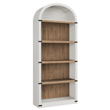 Garvee 5-Tier Arched Wooden Bookcase – 71.65" Tall Farmhouse Bookshelf with Metal Corner Protection – Modern Antique White & Wood Grain Shelf for Living Room, Office, Bedroom – Versatile Storage Organizer, Antique White + Wood Back, Basic - Antique White + Wood Back