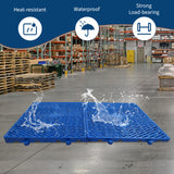 Garvee Plastic Pallets Set of 12 for Basement Storage Waterproof HDPE Ventilated Grid Design 11.8x23.6x1.18 Inch Black - Blue