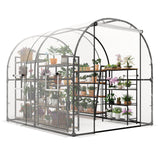 Garvee Large Walk-in Greenhouse Tunnel with Galvanized Steel Frame, Zipper Doors, White PE Cover, Portable Outdoor Plant Shelter - Transparent