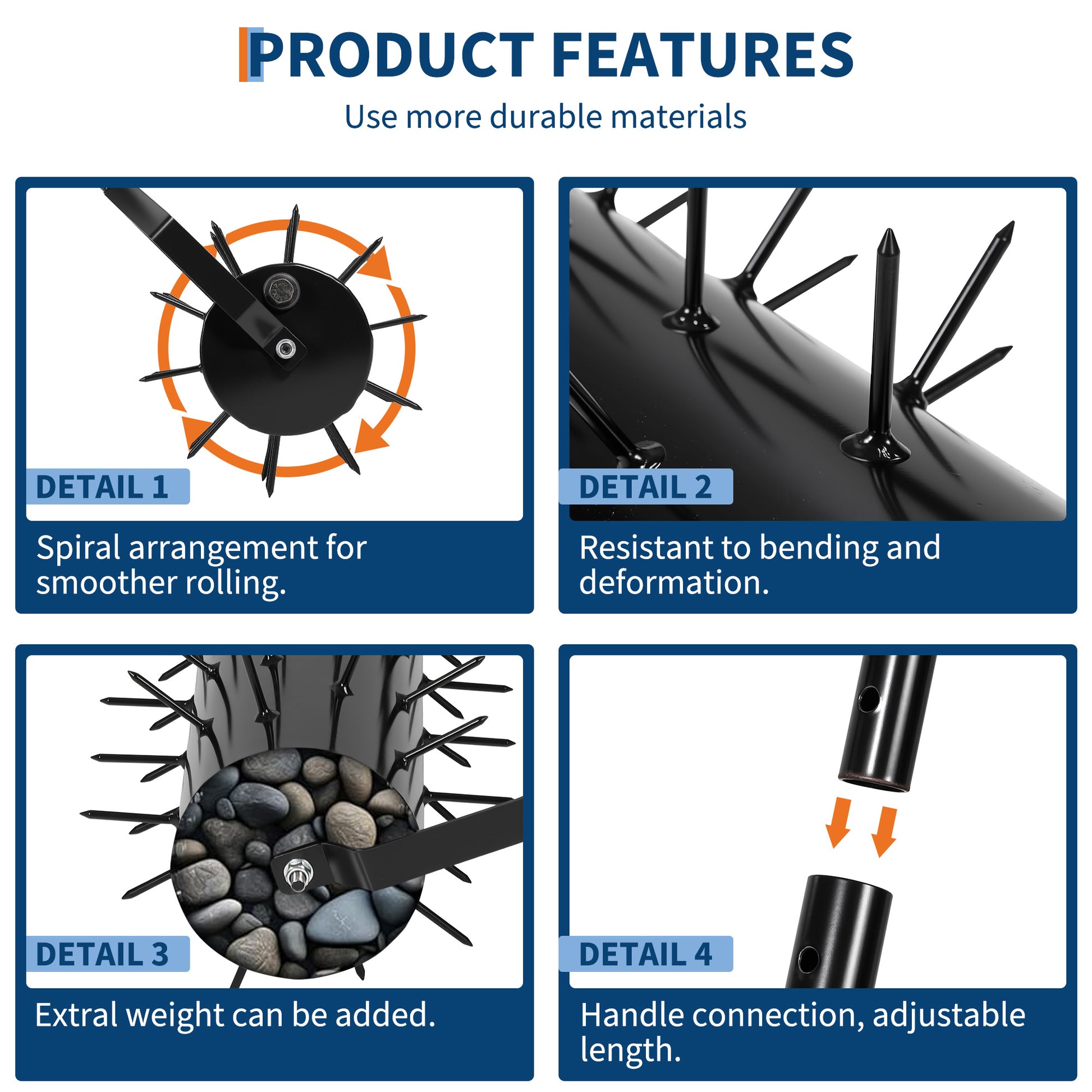 Durable steel lawn aerator product features