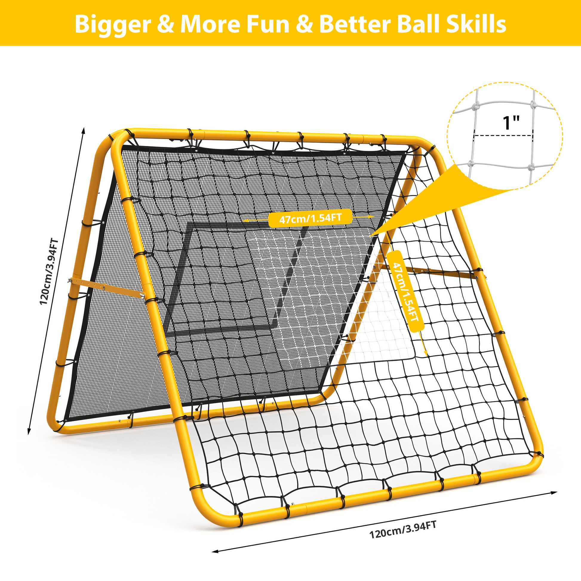 4 x 4 ft rebounder net size and training area