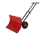 Garvee Heavy Duty 29" Snow Shovel Pusher with Wheels - Metal Plow, Adjustable Ergonomic Double Handle, Angled Polypropylene Blade, Large Off-Road Tires - Anti-Slip, Ideal for Driveway & Sidewalk - Red (Black Handle, XQ CA Wheels Red Inside) - Double Handle-Red