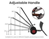 Garvee 29" Heavy Duty Metal Snow Shovel Pusher with Wheels - Adjustable Ergonomic Handle, Angled Steel Blade & Large Off-Road Rubber Wheels - Effortless Snow Removal for Driveway & Sidewalk - Black Red Wheel (XQ CA)