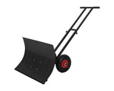 Garvee 29" Heavy Duty Metal Snow Shovel Pusher with Wheels - Adjustable Ergonomic Handle, Angled Steel Blade & Large Off-Road Rubber Wheels - Effortless Snow Removal for Driveway & Sidewalk - Black Red Wheel (XQ CA) - Black