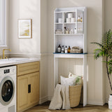 Garvee Over The Toilet Storage Cabinet With Adjustable Shelves And Glass Door, Tall Bathroom Organizer, 23"W x 7.3"D x 68.5"H, White