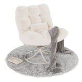 Garvee Oversized 360° Swivel Outdoor Lounge Papasan Chair – Metal Rocking Base, Thick 6.3'' Soft Cushion, Stackable Rattan Patio Seating – Color: Sand Powder Coating + Sand Rattan + Cream Soft Fabric