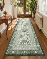Garvee Sage Green 2x6 Washable Kitchen Runner Rug Non Slip Provence Vintage Boho Cottage Long Rug for Hallways Bedroom Entryway Bathroom Mat with Rubber Back