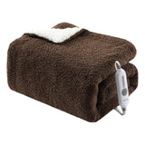 Garvee Double-Sided Sherpa & Faux Rabbit Fur Heated Blanket – Electric Throw, 4 Heat Settings, 4H Auto-Off, Overheat Protection, Machine Washable, ETL Certified, Ultra Soft for Bedroom, Office, Couch – Brown 50x60 Inches - Brown