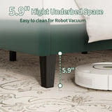 Garvee Queen Size Velvet Upholstered Bed Frame With Adjustable Vertical Channel Tufted Headboard Dark Green - Dark Green
