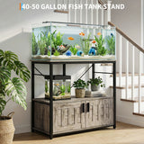 Garvee 40-50 Gallon Fish Tank Stand with Storage Cabinet, Heavy-Duty Aquarium Rack for Fish Lovers, Gray, 36.61"L x 18.9"W - Gray