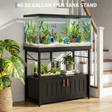 Garvee 40-50 Gallon Fish Tank Stand With Storage Cabinet For Fish Lovers, 36.61"L x 18.9"W, Black, Heavy-Duty Aquarium Rack - Black