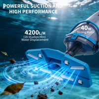 Garvee Handheld Pool Vacuum Cordless Rechargeable Cleaner for Above & In-ground Pools 1.3L Dust Box Blue