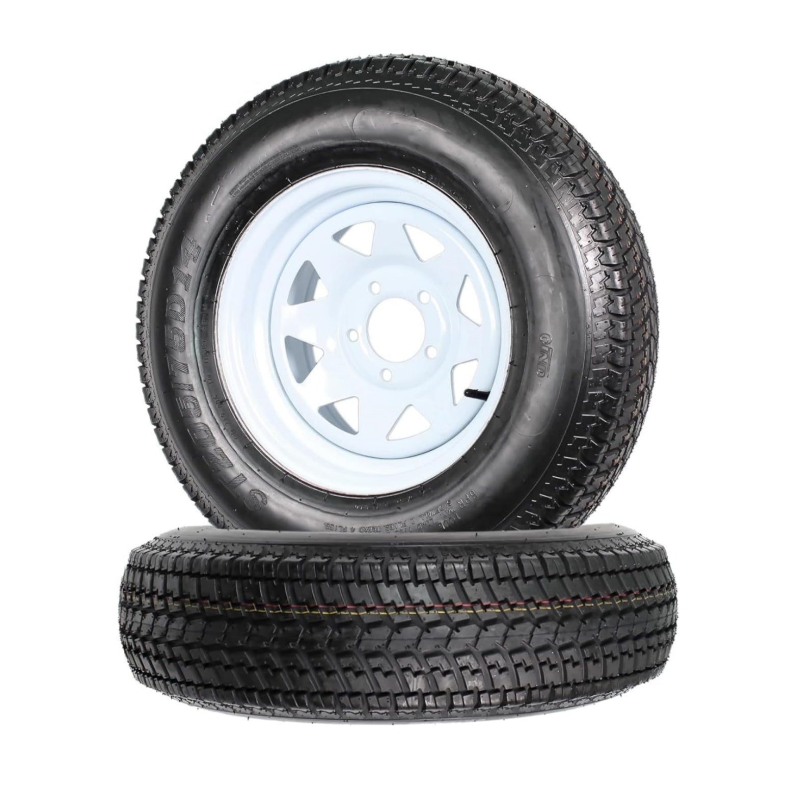 Garvee ST205/75D14 trailer tires set of 2 with white spoke rims