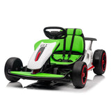 Garvee Ride - G Series: 6+,24V Drift Kart with 2X200W Strong Motor, 7AH Big Battery, Electric Pedals, Electric Go Kart Outdoor Race Toy - Green & White - Green&white