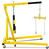 Garvee 2 Ton Folding Hydraulic Engine Hoist with Leveler, 4400 LBS Capacity, Yellow, Garage Workshop Warehouse - Yellow