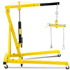 Garvee 2 Ton Folding Hydraulic Engine Hoist with Leveler, 4400 LBS Capacity, Yellow, Garage Workshop Warehouse