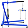 Garvee 2 Ton Folding Hydraulic Engine Hoist with Leveler, Telescopic Boom, 6 Casters for Garage Workshop Warehouse, Heavy Duty, Blue