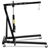 Garvee Engine Hoist Cherry Picker 2 Ton Hydraulic Shop Crane Black, Collapsible Frame, 360° Swivel Casters, Adjustable Boom - Black