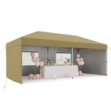 Garvee 10' X 20' Pop-Up Canopy Tent with 210D Oxford Fabric - Portable Instant Commercial Canopy Includes 4 Sidewalls, 12 Stakes, and 6 Sandbags for Farmers Markets, Weddings, and Camping, Khaki - Khaki