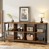 Garvee Console Table, Rustic 3 Tier Sofa Table Behind Couch, Industrial Metal Entryway Table with Storage Shelf, Farmhouse Wooden Foyer Hallway Table for Entry Living Room,Retro Brown - Retro Brown