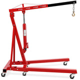 Garvee Engine Hoist Cherry Picker 2 Ton Hydraulic Shop Crane Red, Collapsible Frame, 360° Swivel Casters, Adjustable Boom, Heavy Duty Lifting - Red