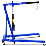 Garvee Engine Hoist Cherry Picker 2 Ton Hydraulic Shop Crane Blue, Collapsible Frame, 360° Swivel Casters, Adjustable Boom, Heavy-Duty Lifting - Blue