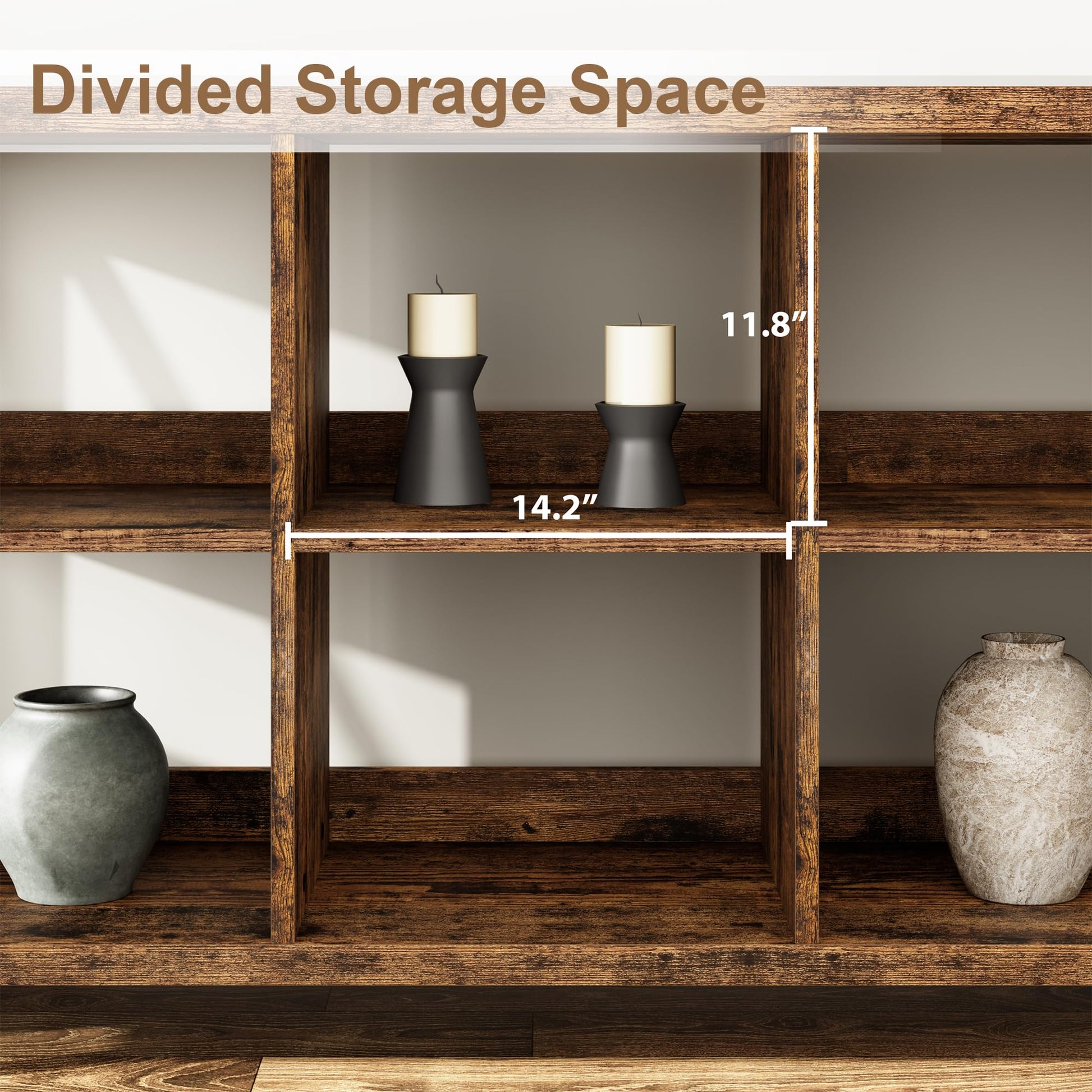 Divided storage cubbies for books decor and baskets