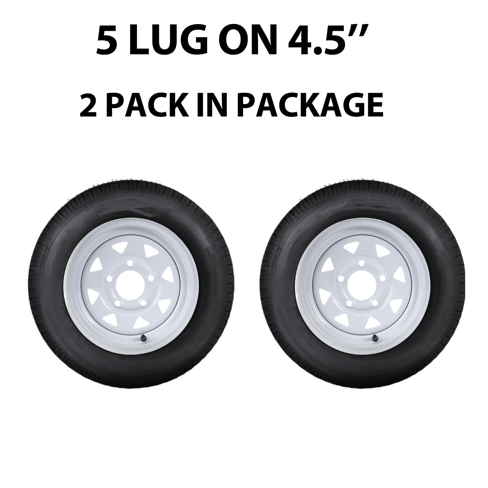 ST205/75D14 trailer tire 2 pack with 5 Lug on 4.5 inch fitment