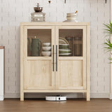 Garvee Sideboard Buffet Cabinet with Glass Doors, 29" Large Buffet Cabinet with Storage, Modern Farmhouse Storage Cabinet Table for Kitchen Dining Room, Living Room(Glass with 2 Door, Pear Wood)