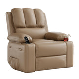 Garvee 22'' Rocker Swivel Recliner Chair, Lazy Boy Recliner for Adults, with 1.5X Sponge Filling, Side Pocket, and Cup Holder, for Living Room, Bedroom, and Nursery, Tan - Khaki