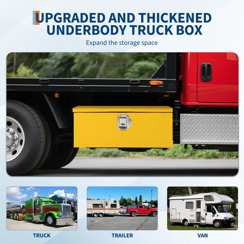 Garvee 39 Inch Steel Truck Bed Tool Box - Diamond Plate Design with Side Handles and Locking Keys, Compact and Durable for Pickup Trucks, RVs, and Trailers, Yellow