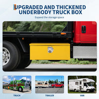 Garvee 39 Inch Steel Truck Bed Tool Box - Diamond Plate Design with Side Handles and Locking Keys, Compact and Durable for Pickup Trucks, RVs, and Trailers, Yellow