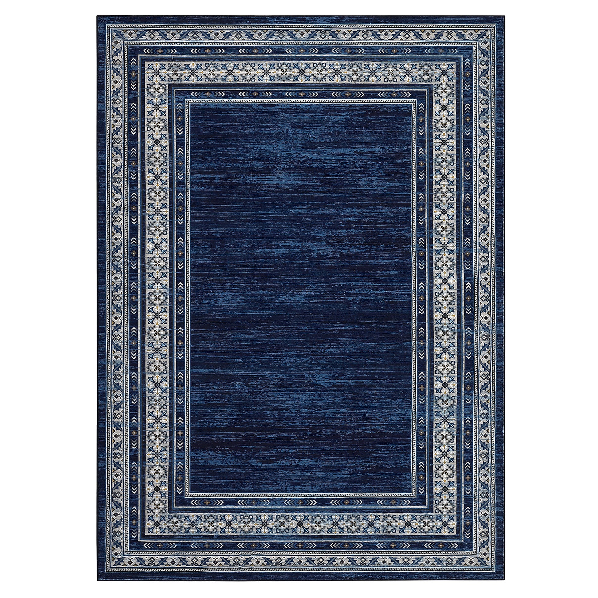 Tapis Lavable Géométrique Garvee 9x12, Tapis Doux Moderne Antidérapant pour Salon, Chambre, Salle à Manger, Crèche, Bleu