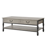 Garvee 41" Wood Coffee Table with 2 Storage Drawers, Rustic Rectangular Living Room Table with Storage Shelf, Wooden Center Table for Living Room Office, Grey - Grey