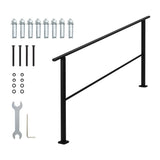 Garvee Metal Hand Rails for Outdoor Steps, Outdoor Handrail Stair Railing Kit, Exterior Hand Rails for Concrete Steps Porch Steps & Deck, Stair Rails for Seniors-Height Adjustable - Black