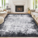 Garvee Modern Black & Grey 5x7 Washable Area Rugs for Living Room, Soft Bordered Abstract Large Bedroom Rug Foldable Low Pile Indoor Floor Carpet Throw Rugs for Bedroom Dining Room, Black/Grey - Black & Grey