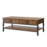 Garvee 41 in Wood Coffee Table with 2 Storage Drawers, Rustic Rectangular Living Room Table, Wooden Center Table for Living Room Office, Brown/Gray - Retro Color