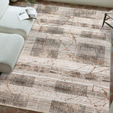 Garvee Area Rug Living Room Rugs, 5x7 Large Machine Washable Marble Distressed Rug Boho Farmhouse Neutral Ultra Thin Indoor Floor Carpet for Bedroom Under Dining Table Home, Light Brown - Light Brown