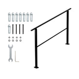 Garvee Metal Hand Rails for Outdoor Steps, Outdoor Handrail Stair Railing Kit, Exterior Hand Rails for Concrete Steps Porch Steps & Deck, Stair Rails for Seniors-Height Adjustable - Black