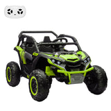 Garvee Ride - P Series: 24V Ride On Utv For Kids,2 Seater 4WD Electric Truck With Remote Control, High And Low Speed Adjustment, Led Lights,4-wheel shock absorption,One Click Start, Music Player (Green) - Green