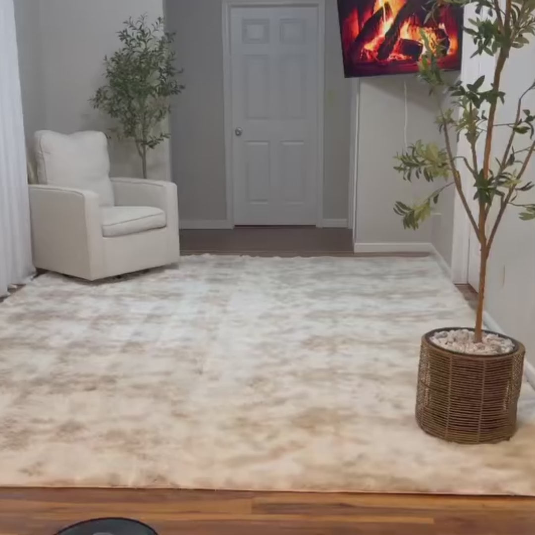 Garvee Fluffy & Sheepskin Light Coffee 9x12 Shag Fuzzy Rug, Soft Plush Carpet for Living Room Bedroom Decor