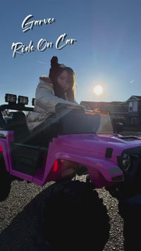 Garvee Ride - P Series: 24V Ride On Car, 4WD 2 Seater Kids' Electric Vehicle Truck with Remote Control, Adjustable Footwell Ride On Truck, 3 Speeds, Led Lights, Bluetooth, Pink