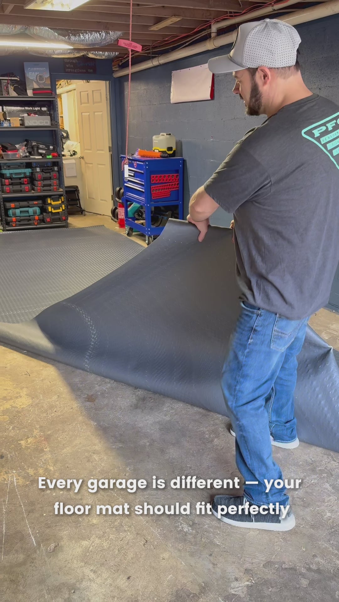 Garvee 7.8 x 18 FT Garage Floor Mat Thickened 2.8mm PVC Rubber Non-Slip Floor Protector for Garage Warehouse Gyms Trailer SUV Black
