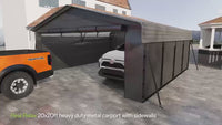 Abri de voiture métallique Garvee 20'x20'x10' pour 2 voitures avec bâche 220g, toutes saisons, pour pick-up pleine grandeur, bateaux de pêche, tracteurs, acier renforcé, gris