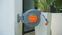 Garvee Garden Hose Reel, 1/2 in x 72 ft Wall Mounted Retractable Water Hose Reel with 9 Function Sprayer Nozzle, Any Length Lock, 180° Swivel Bracket, Automatic Rewind and Slow Return System