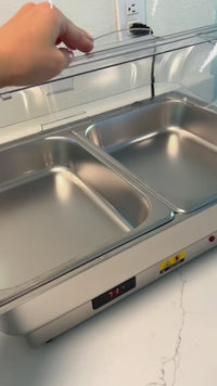 Garvee Chafing Dish Electric Buffet Set 9 QT Stainless Steel Food Servers and Warmers for Wedding and Parties, 23x14x14 in, Silver