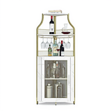 Garvee Corner Wine Bar Rack Cabinet with Detachable Wine Rack, Bar Cabinet with Glass Holder and Mesh Door, Liquor Coffe Bar Cabinet with Adjustable Shelves, ‎Gold - Gold