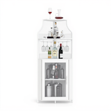 Garvee Corner Wine Bar Rack Cabinet with Detachable Wine Rack, Bar Cabinet with Glass Holder and Mesh Door, Liquor Coffe Bar Cabinet with Adjustable Shelves, ‎White - White