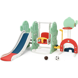 Garvee 7-in-1 Toddler Indoor Playground Set with Slide, Swing & More - Includes Climbing Ladders, Basketball Hoop, Soccer, Golf & Ring Toss | HDPE for Indoor/Outdoor, Ages 1-3 (Green) - Green